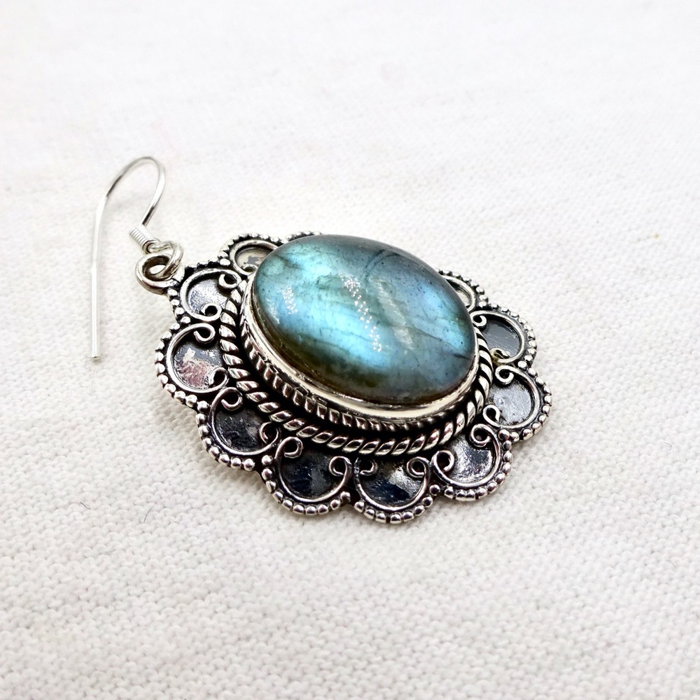 PTI Sterling Silver Labradorite Dangle Earrings - Picture 7 of 11